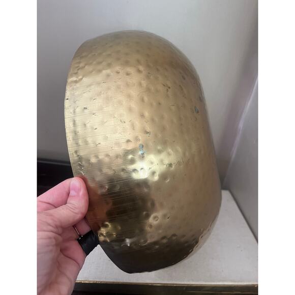 (3) Creative Co-Op Round Hammered Metal Bowl, Gold Finish, 14" - Picture 3 of 8